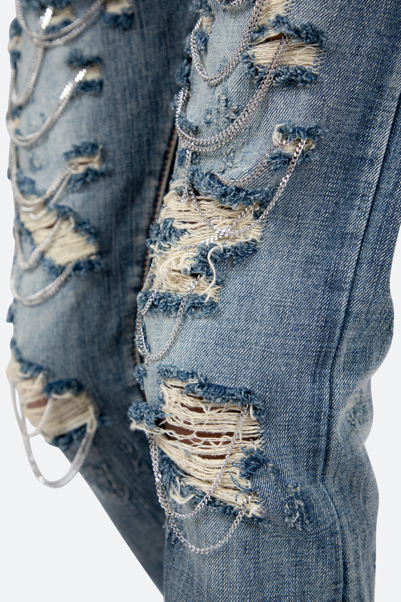 D436 Chain Straight Denim - Blue