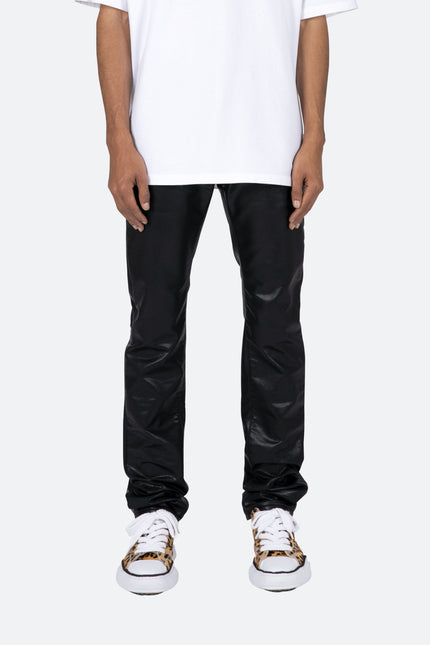 D481 Leather Straight Pants - Black