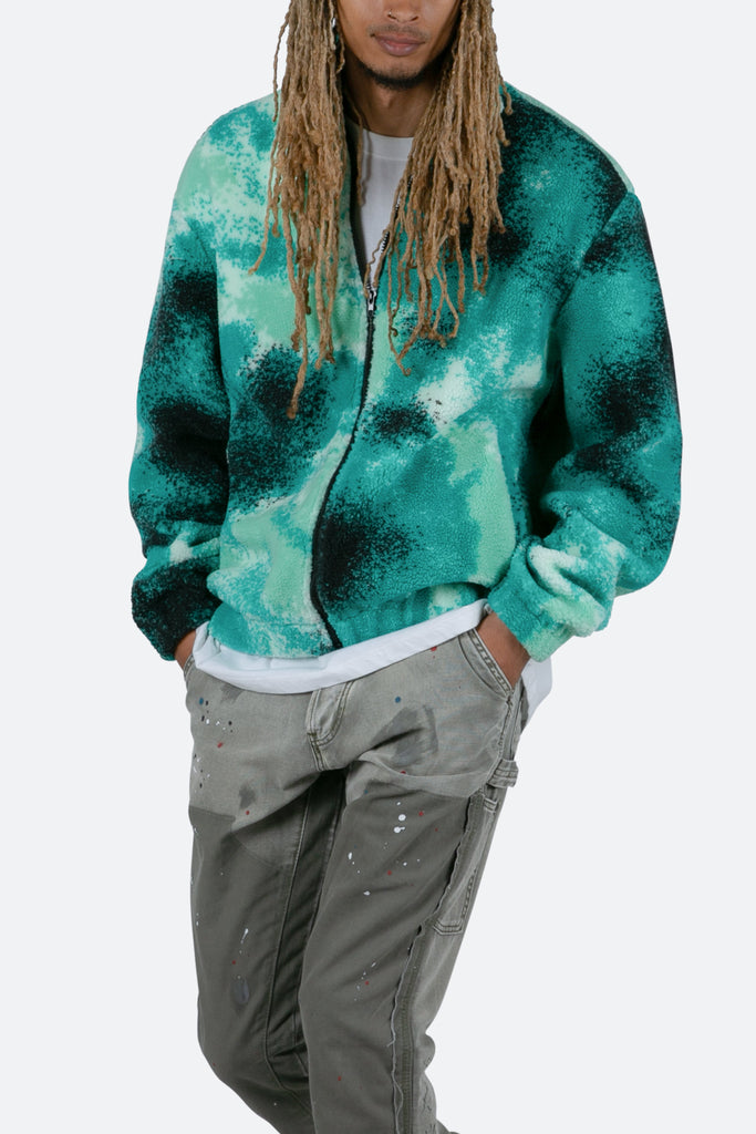 Green Splash Zip Up Jacket - Green/Black | mnml | shop now