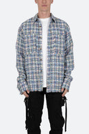 Heavyweight Raw Edge Flannel - Blue/White