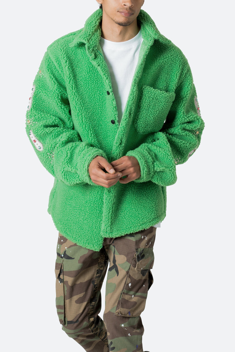 Jewel Sherpa Jacket - Green | mnml | shop now