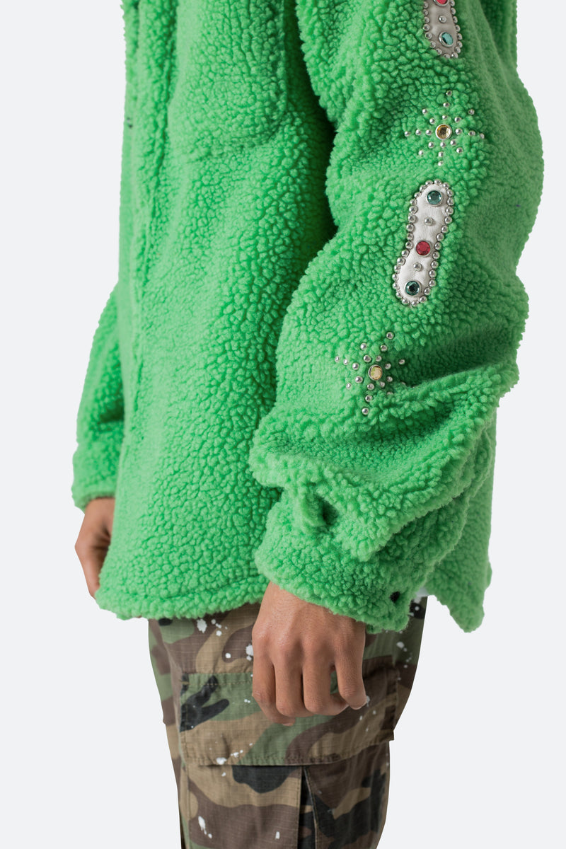 Jewel Sherpa Jacket - Green | mnml | shop now