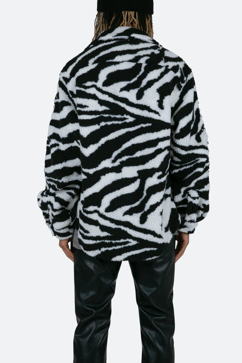 Jewel Sherpa Jacket - Zebra | mnml | shop now