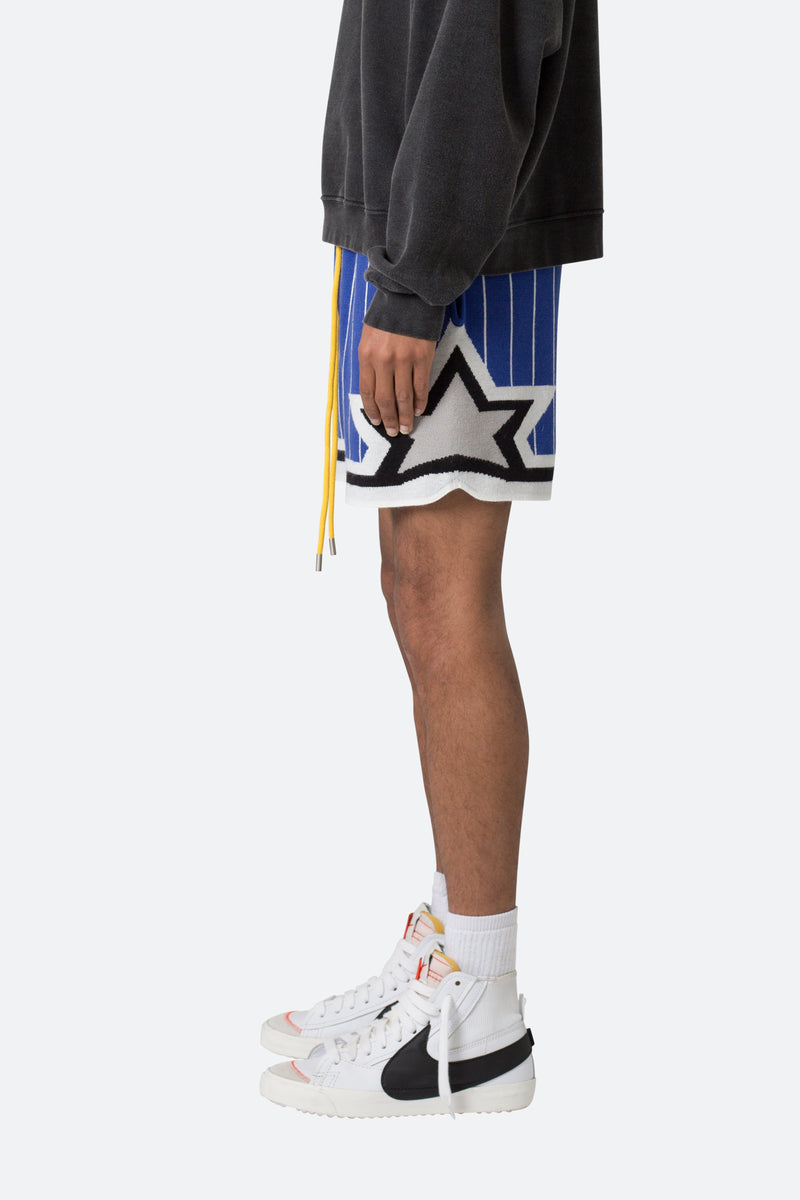 Knit Basketball Shorts - Blue/White, mnml