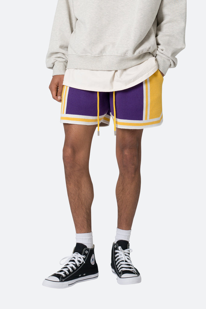Knit Basketball Shorts - Purple/Yellow | mnml | shop now