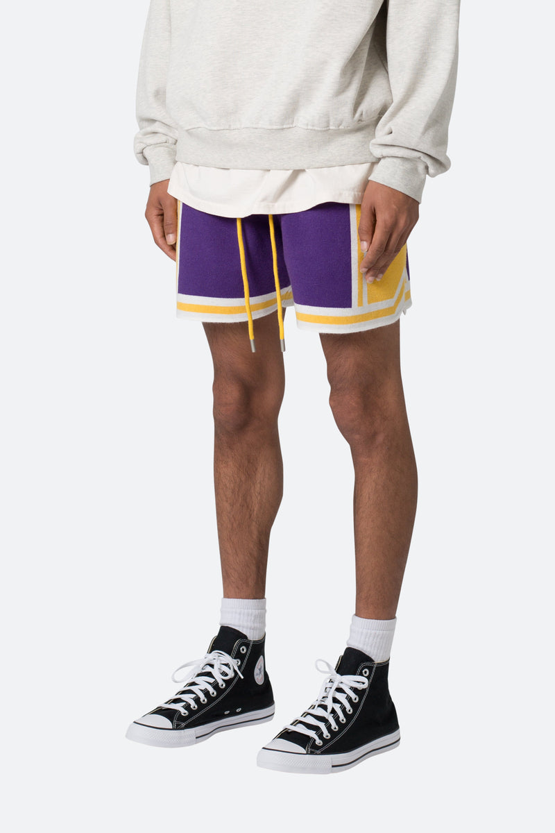 Knit Basketball Shorts - Purple/Yellow | mnml | shop now