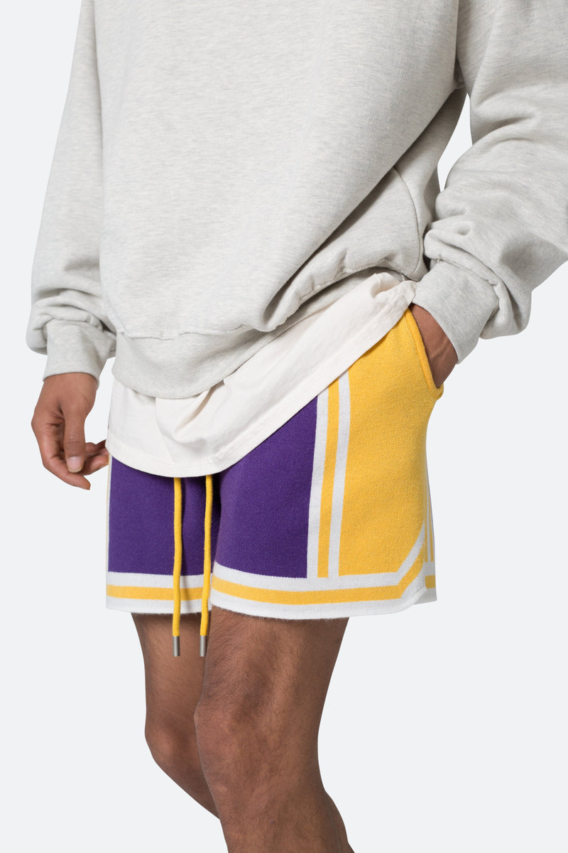 Knit Basketball Shorts - Purple/Yellow | mnml | shop now