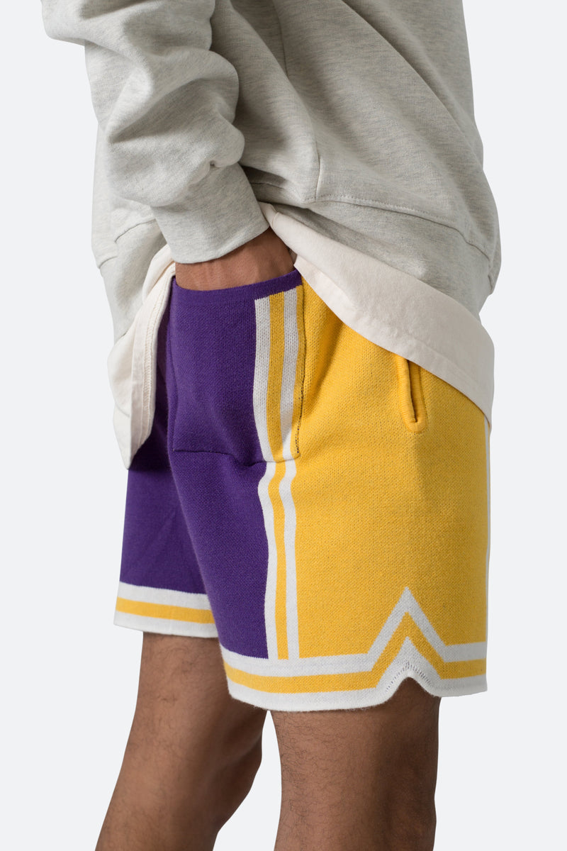 Knit Basketball Shorts - Purple/Yellow | mnml | shop now