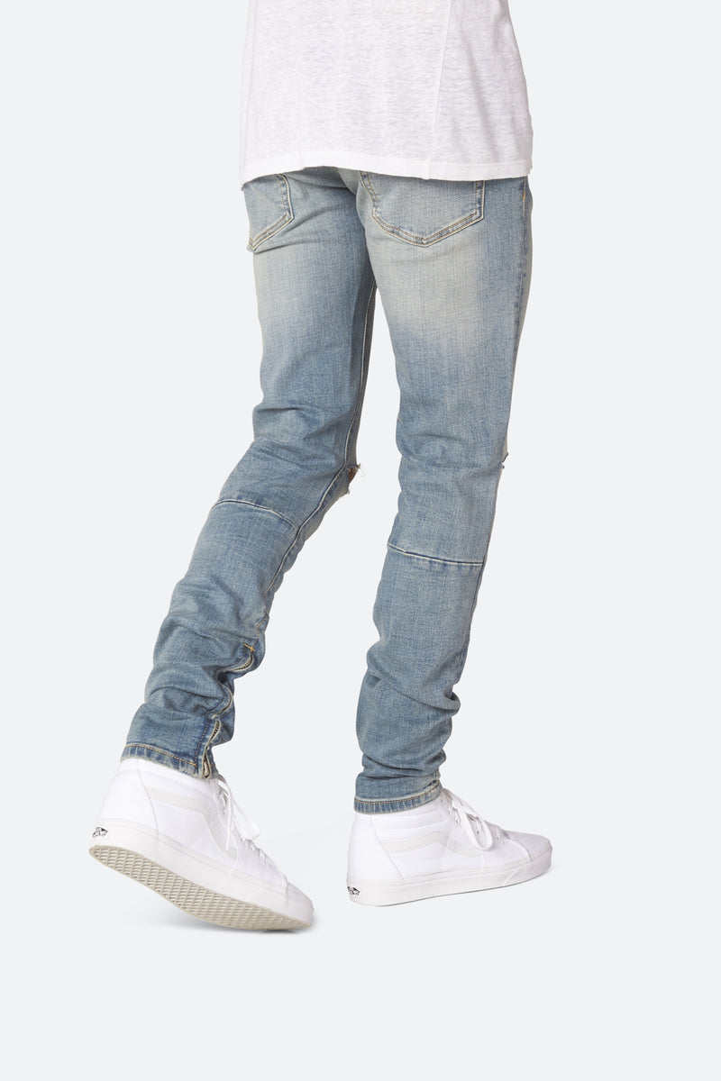 M6 Stretch Zipper Denim - Blue | mnml | shop now