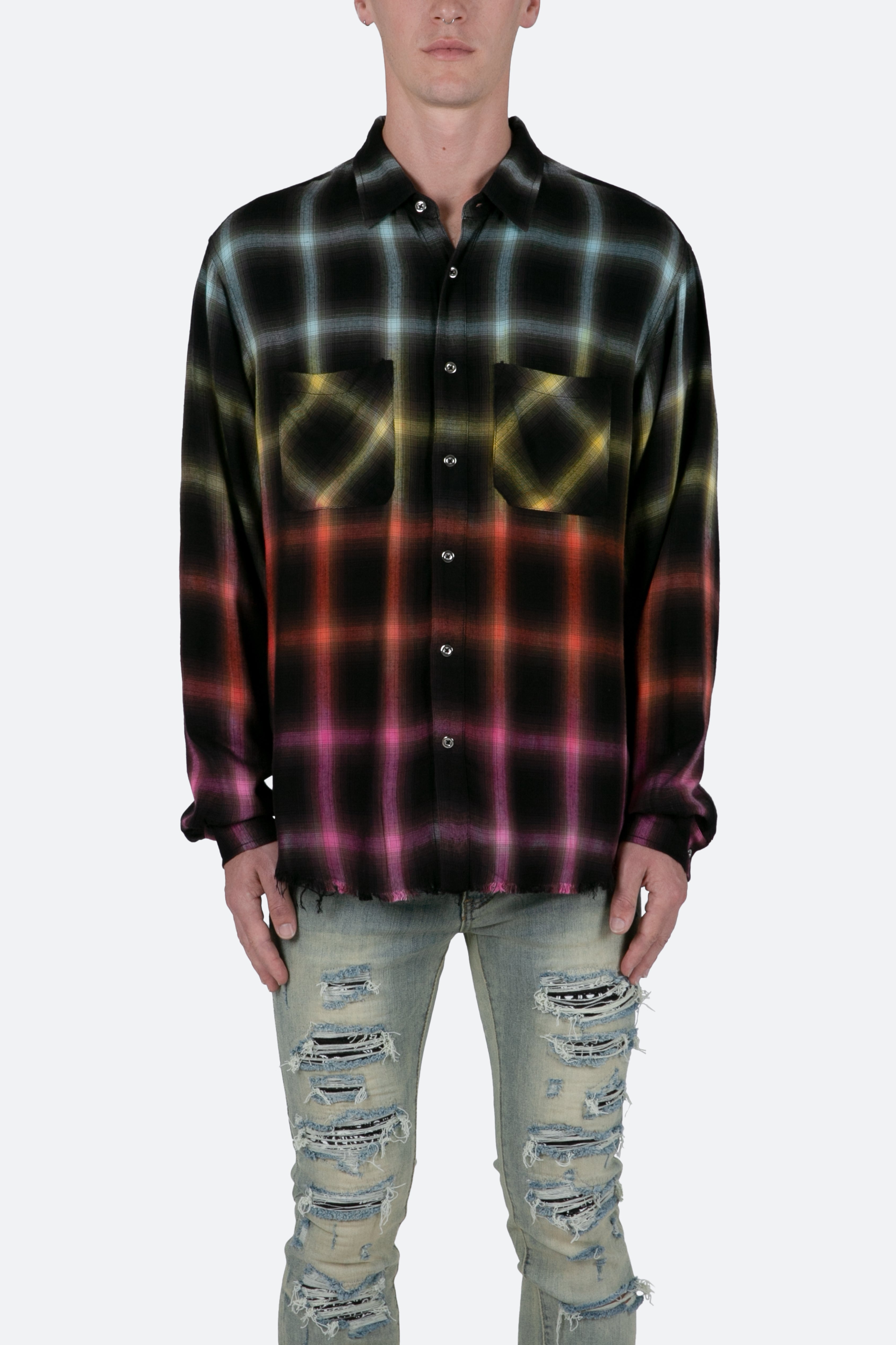 Ombre Flannel Shirt - Multi - Multi / XS