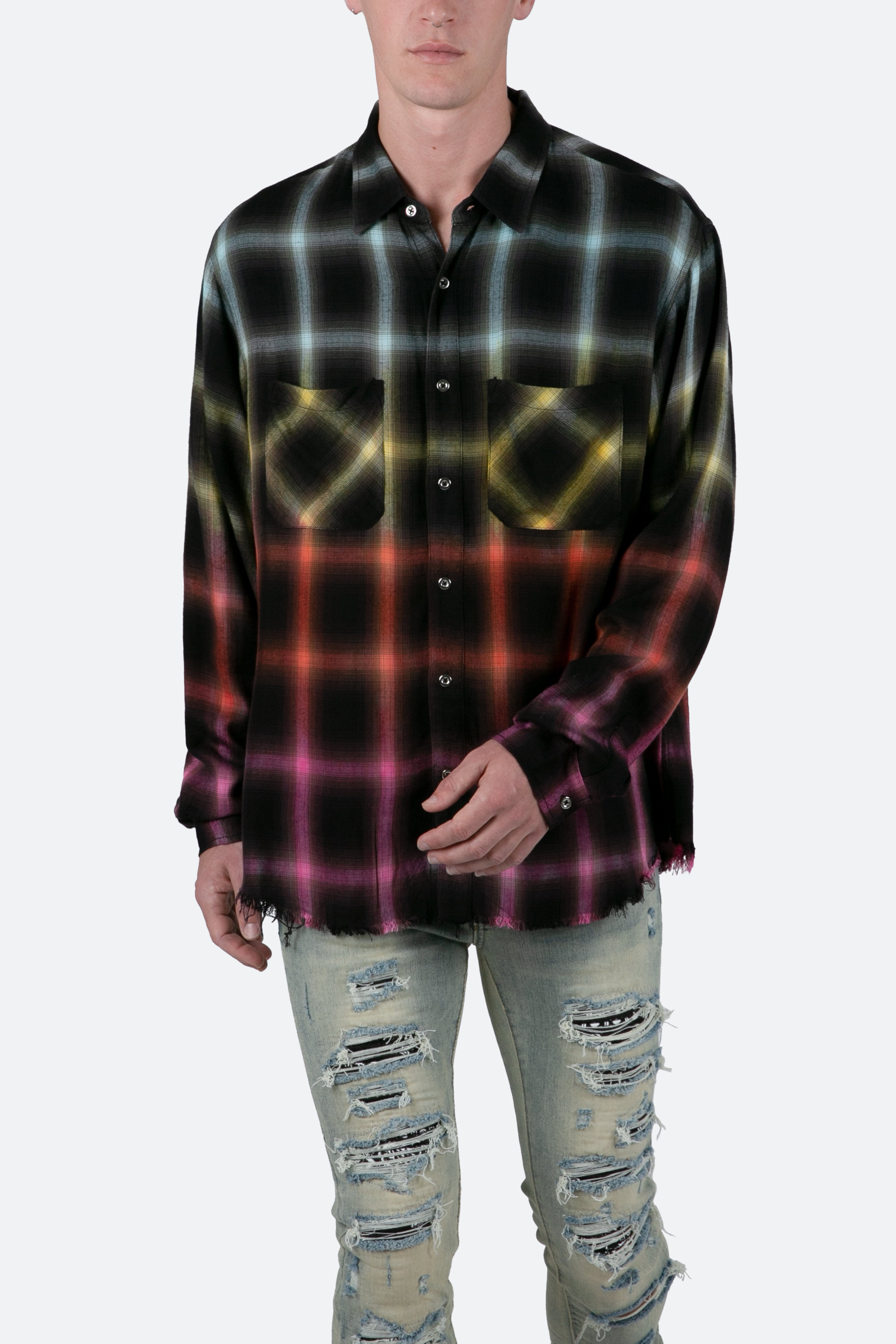 Ombre Flannel Shirt - Multi - Multi / XS