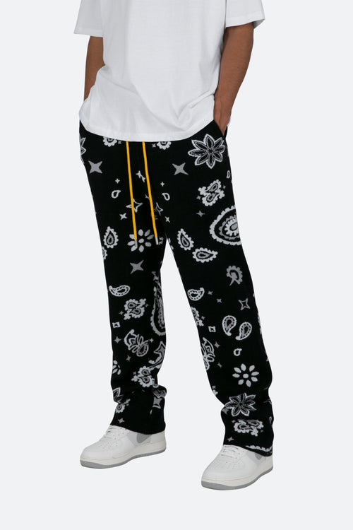 Paisley Knit Sweatpants - Black