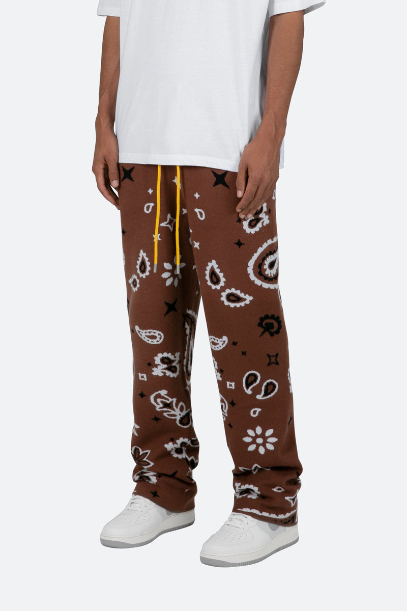 Paisley Knit Sweatpants - Brown | mnml | shop now