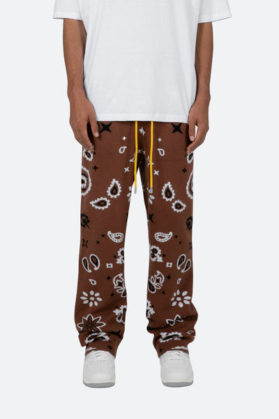 Paisley Knit Sweatpants - Brown