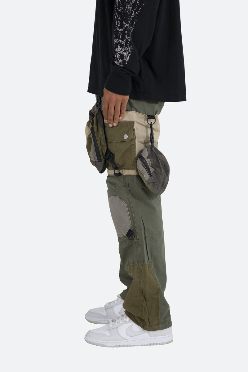 Patchwork Cargo Pants - Olive, mnml