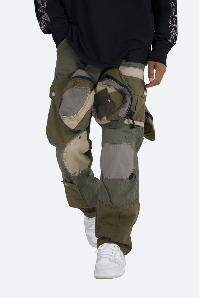 Patchwork Cargo Pants Olive mnml shop now