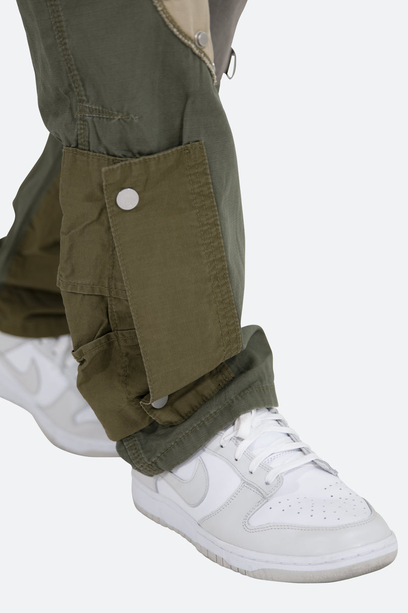 Patchwork Cargo Pants - Olive | mnml | shop now