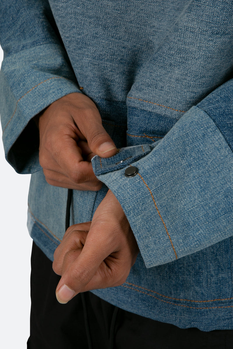 Men's Patchwork Denim Pullover - Blue / L | mnml