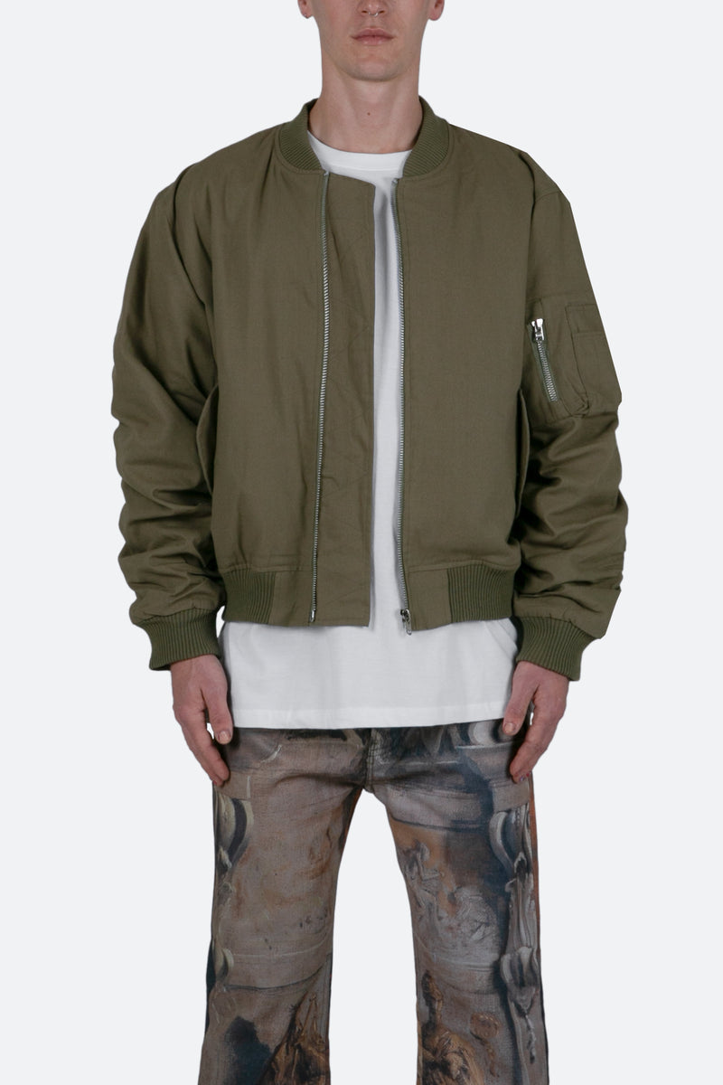 Ruched Bomber Jacket - Olive | mnml | shop now