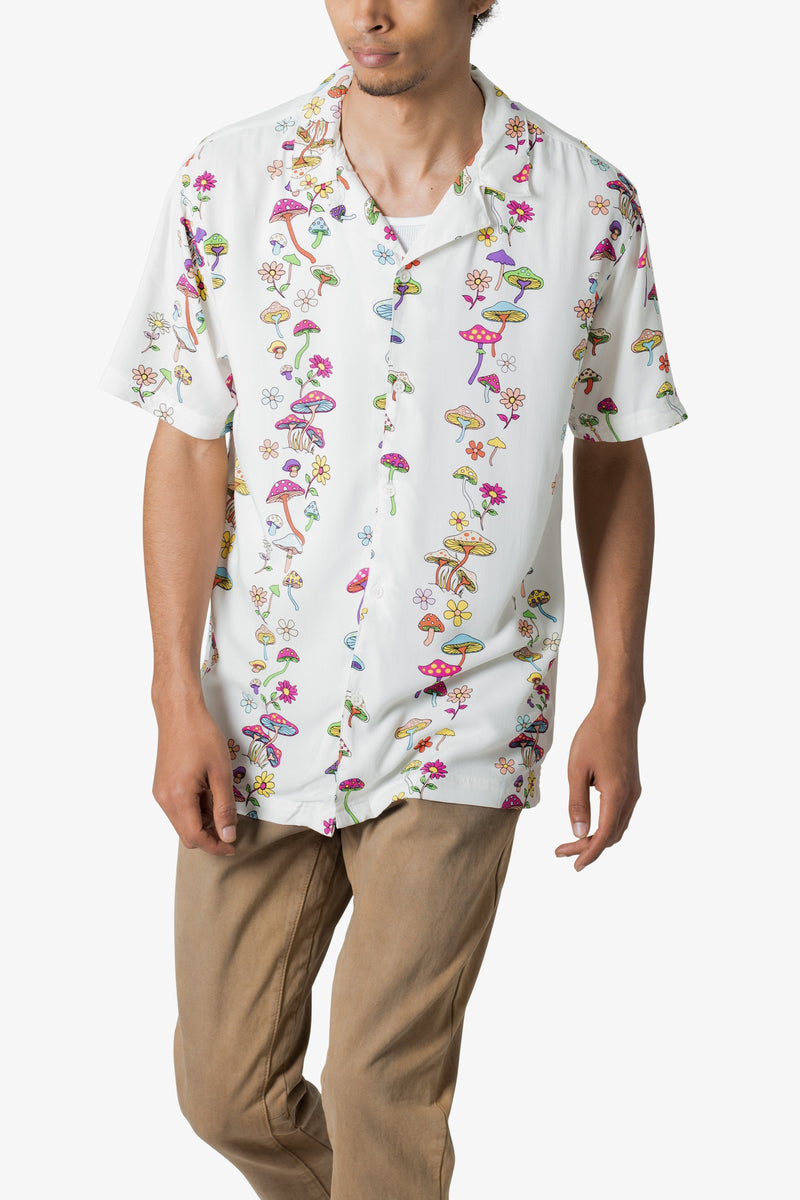 Men's S/S Button Up Shirt - Mushroom Print | mnml | Shop Now Mushroom Print / M | mnml
