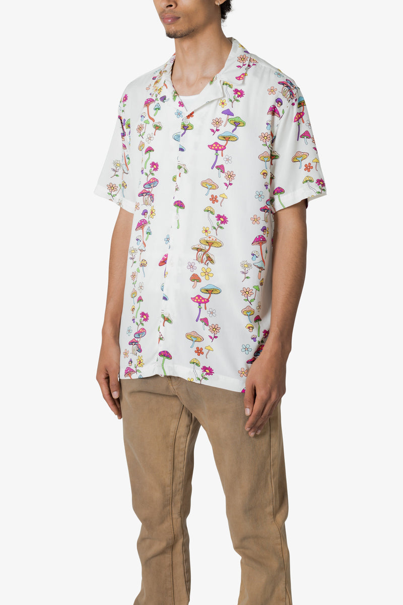 S/S Button Up Shirt - Mushroom Print | mnml | shop now