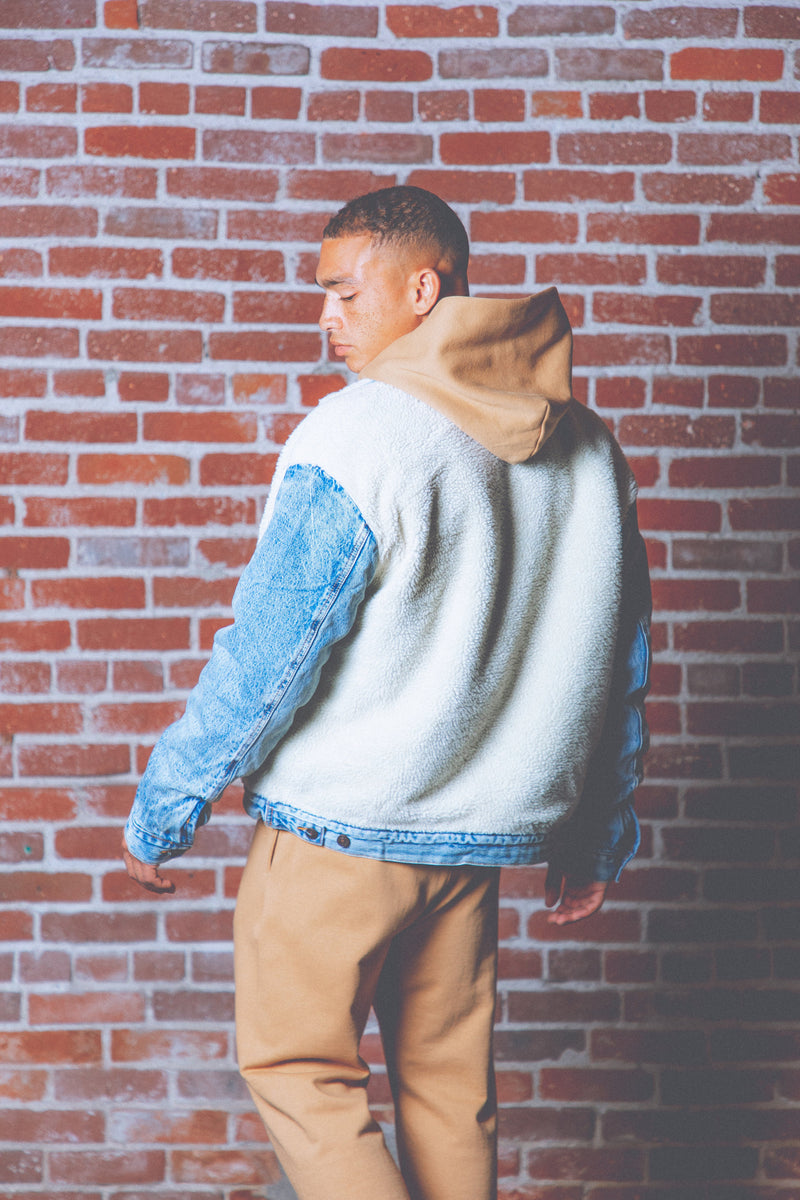 Sherpa Body Trucker Jacket - Blue/White | mnml | shop now