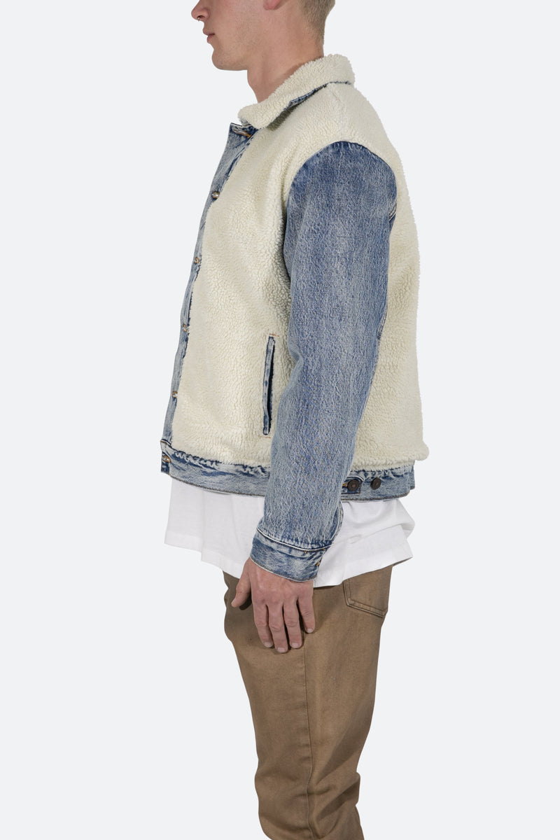 Sherpa Body Trucker Jacket - Blue/White | mnml | shop now