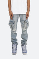Snap Denim Cargo Pants - Vintage Blue