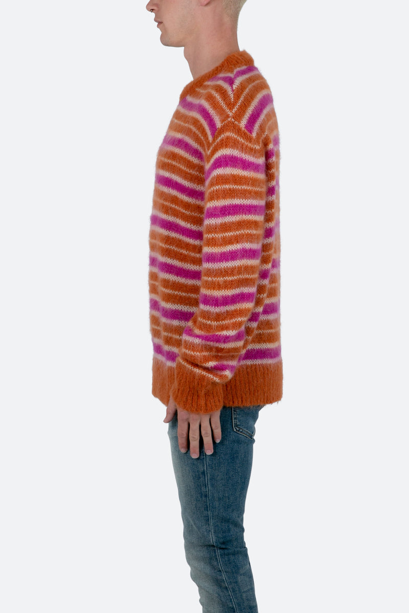 Striped Mohair Sweater Sweater - Orange | mnml | shop now