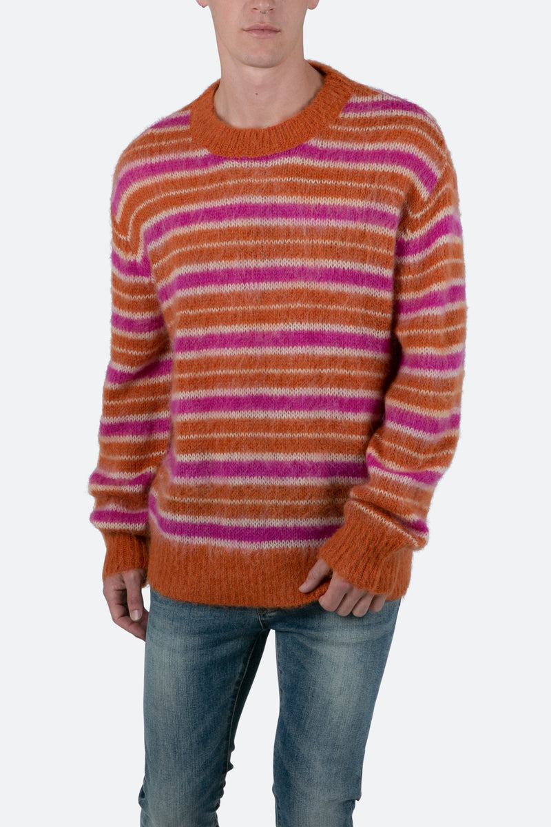 Striped Mohair Sweater Sweater - Orange | mnml | shop now
