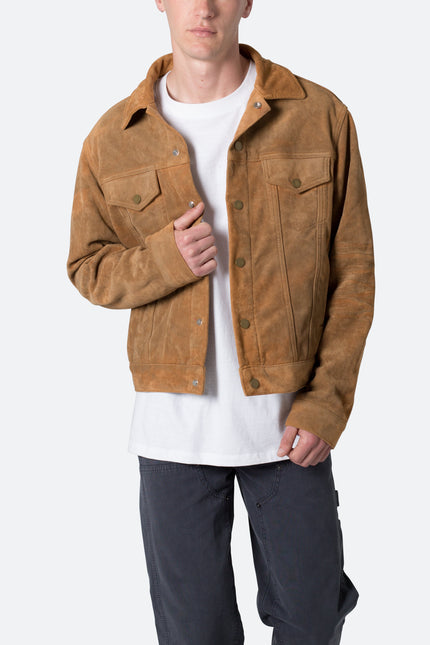 Suede Trucker Jacket - Brown