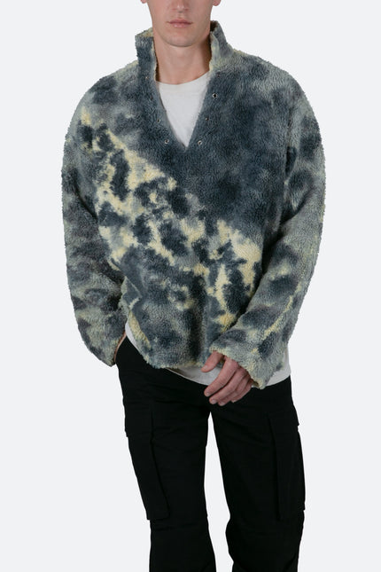Pull en sherpa tie-dye - Bleu/Multicolore