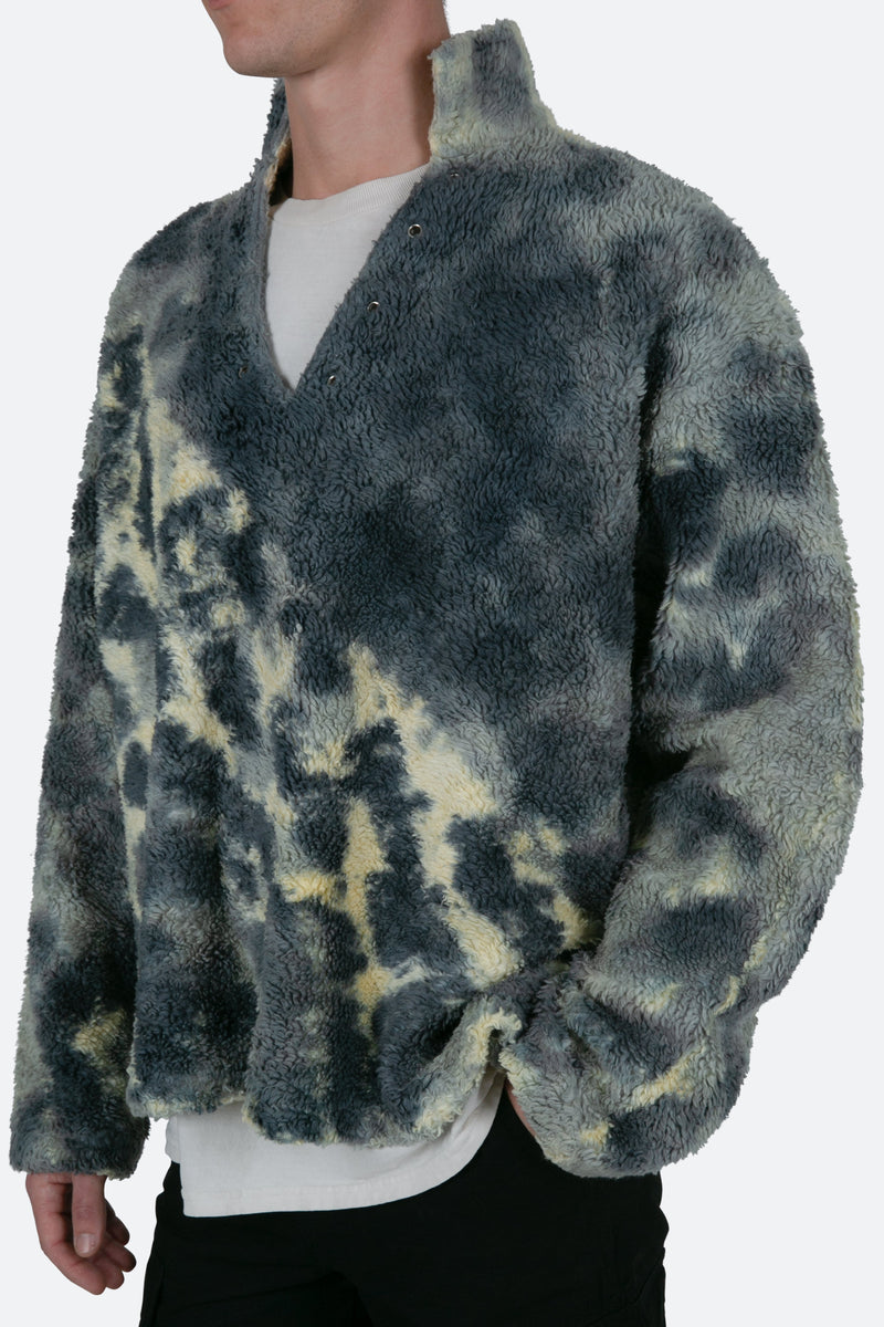 Tie Dye Sherpa Pullover - Blue/Multi | mnml | shop now