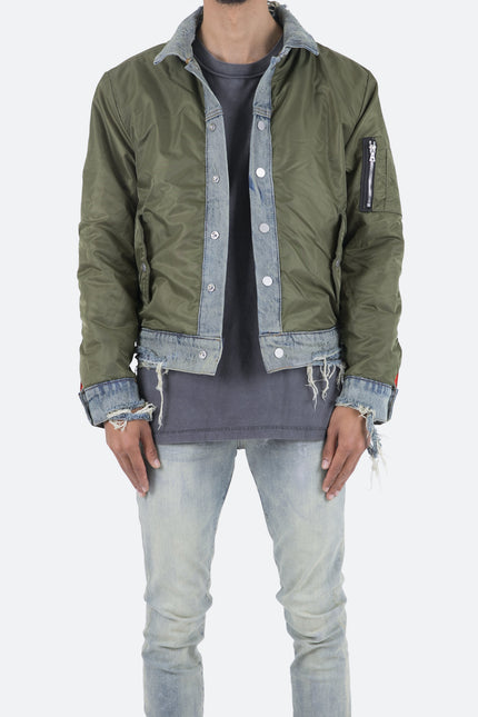 Blouson aviateur trucker - Olive