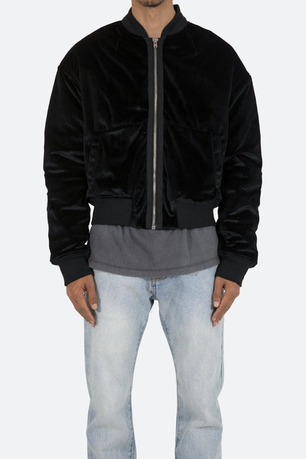 Velour Bomber Jacket - Black