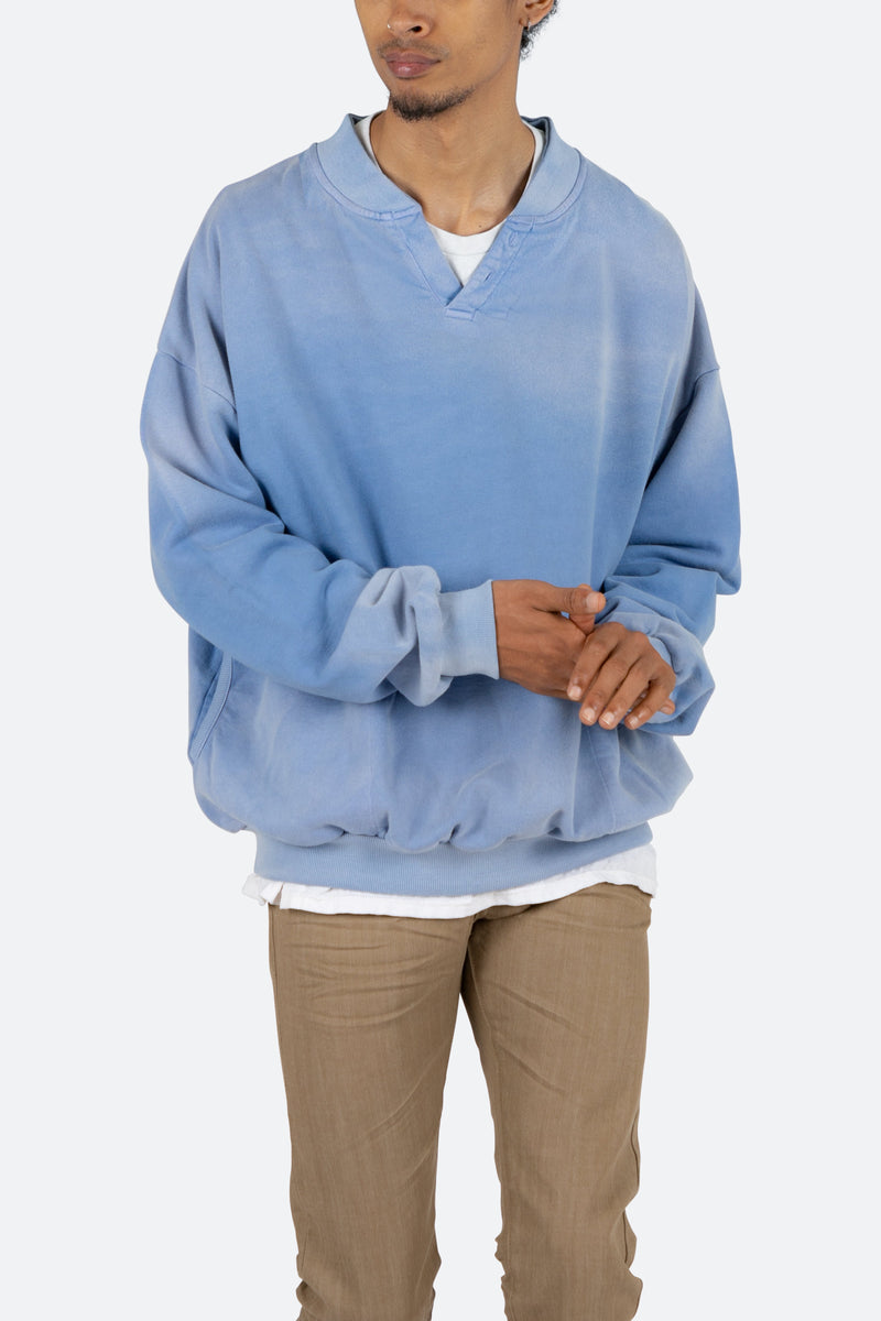 Vintage Henley Crewneck - Light Blue | mnml | shop now