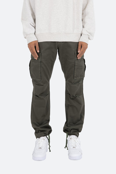 Costello Cotton Blend Multi-Pocket Cargo Trousers in Dusty Olive
