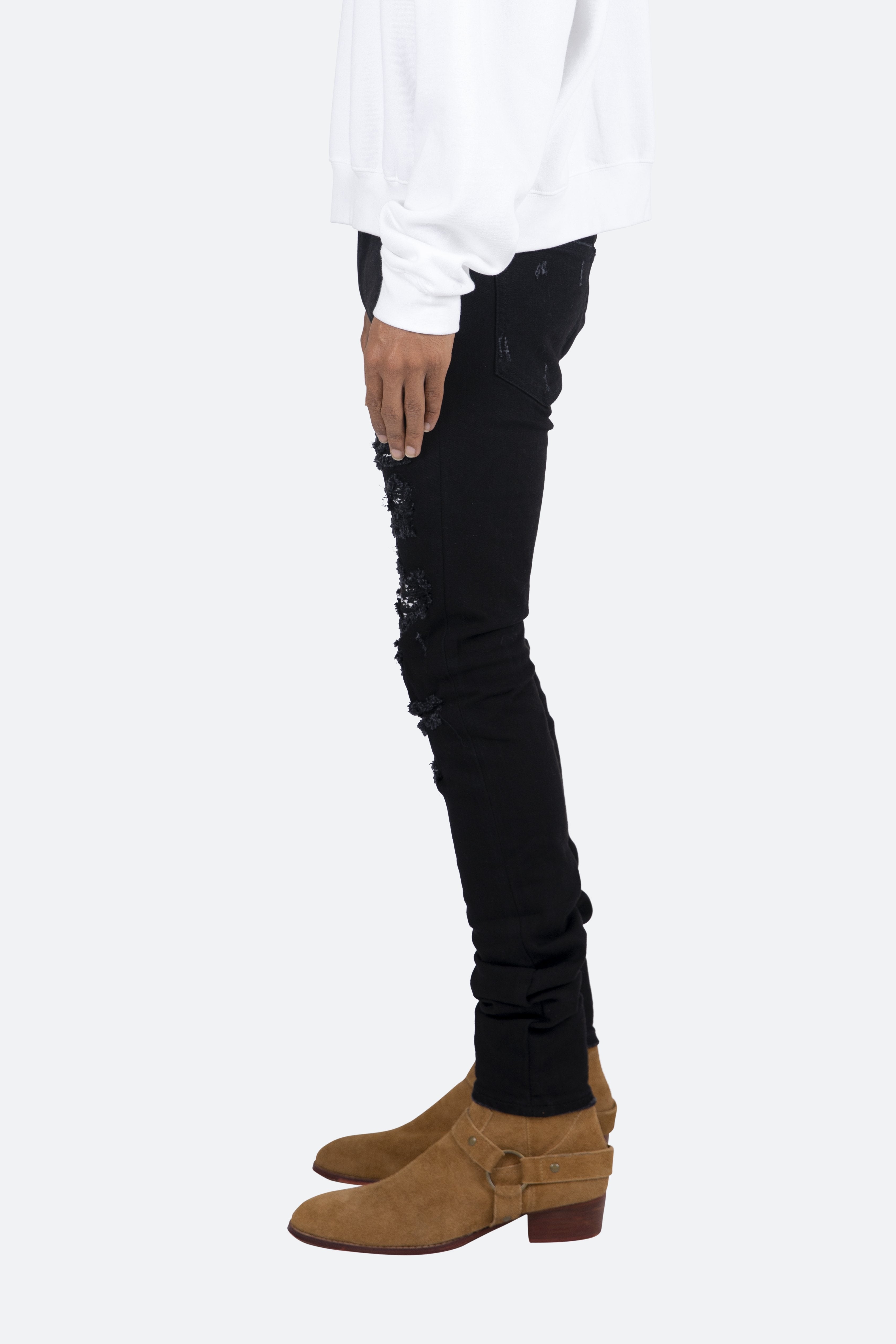X165 Stretch Paisley Denim - Black/Black | mnml