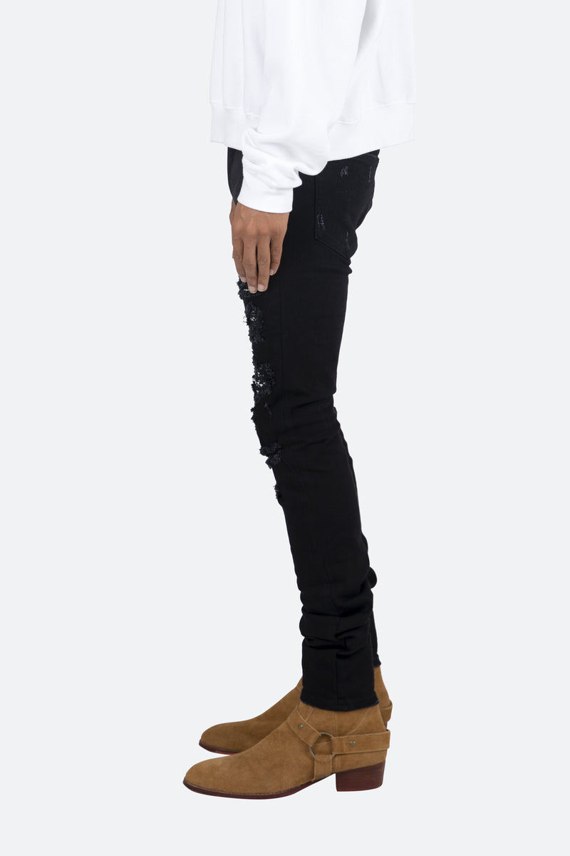 X165 Paisley Skinny Denim - Black/Black