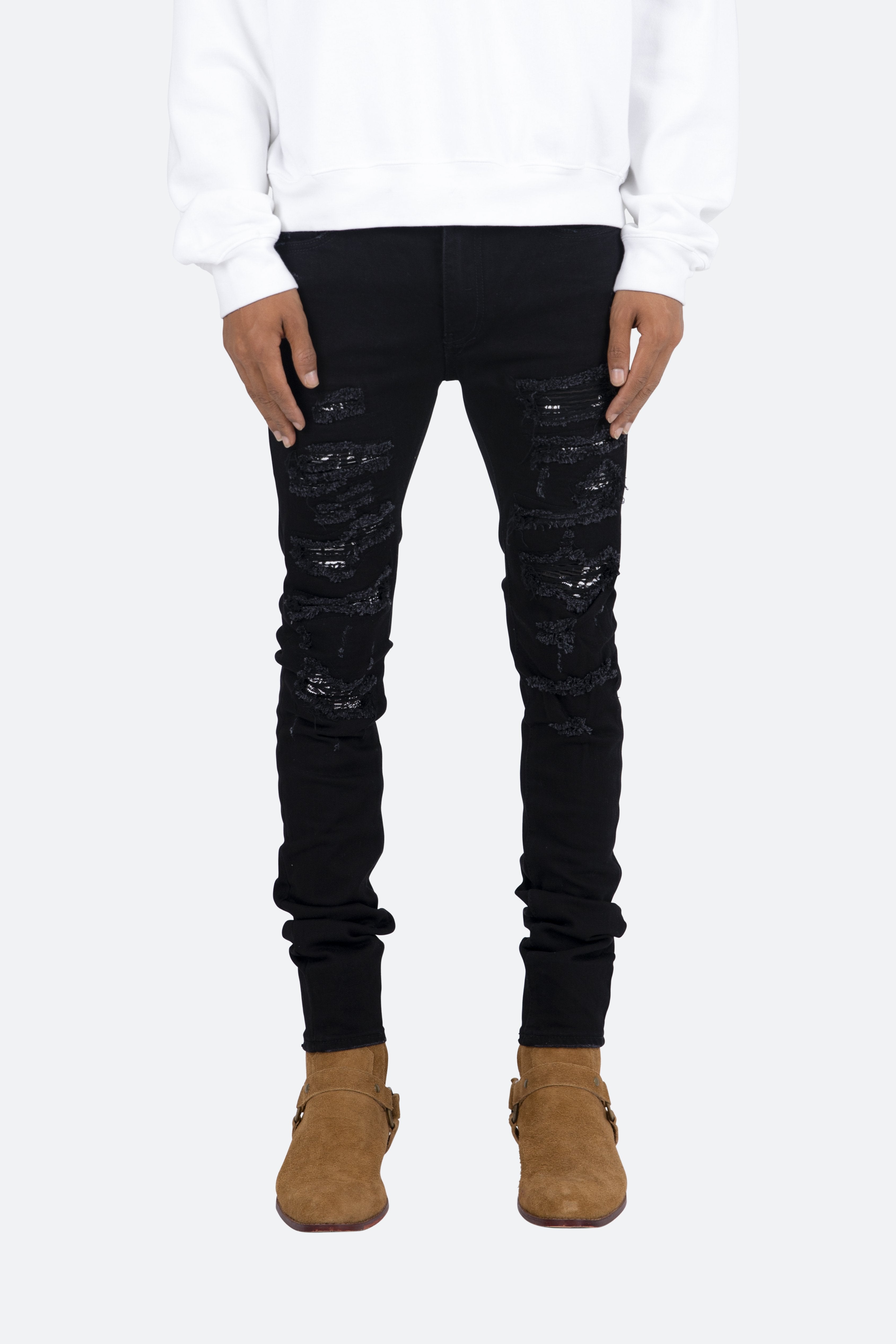 パンツ mnml SKINNY PANTS (D222:BLK) (SIZE:30) X165 Stretch Paisley Denim - Black/Black | mnml