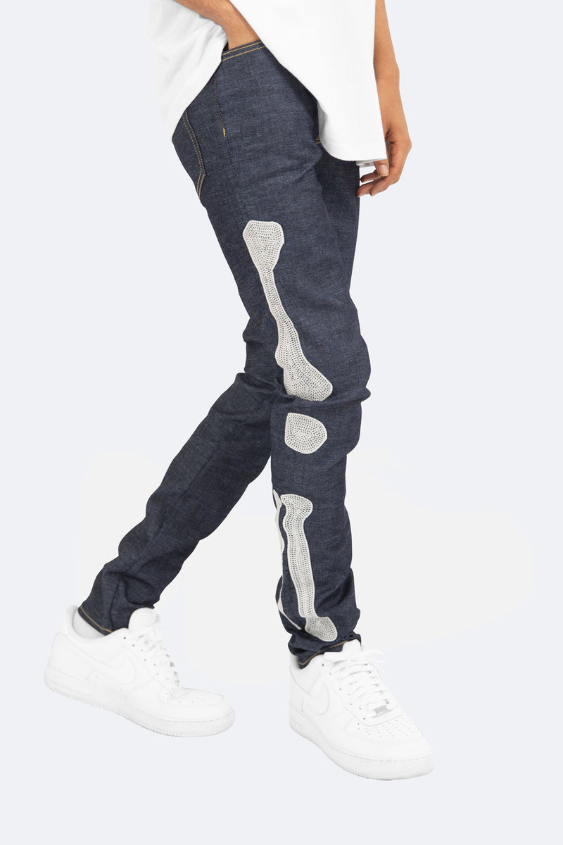 X199 Stretch Skeleton Denim - Raw Blue | mnml | shop now