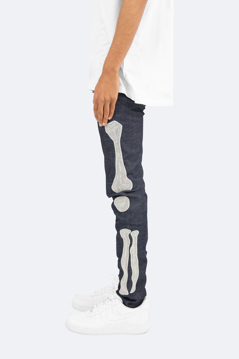 X199 Stretch Skeleton Denim - Raw Blue | mnml | shop now