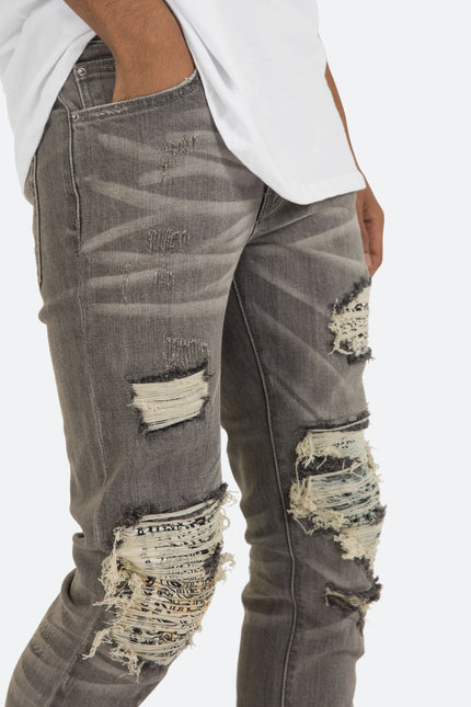 X284 Moto Skinny Denim - Grey/Blue