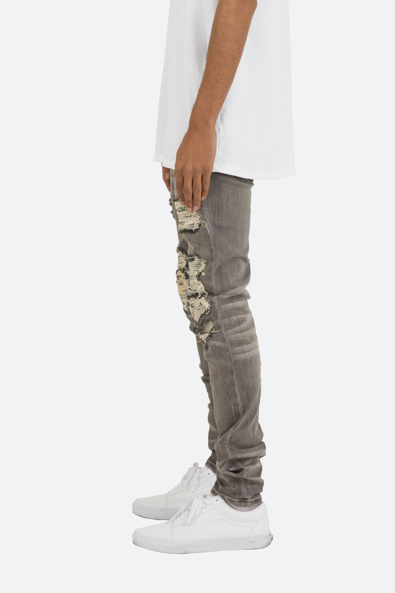 X284 Stretch Moto Denim - Grey/Blue | mnml | shop now