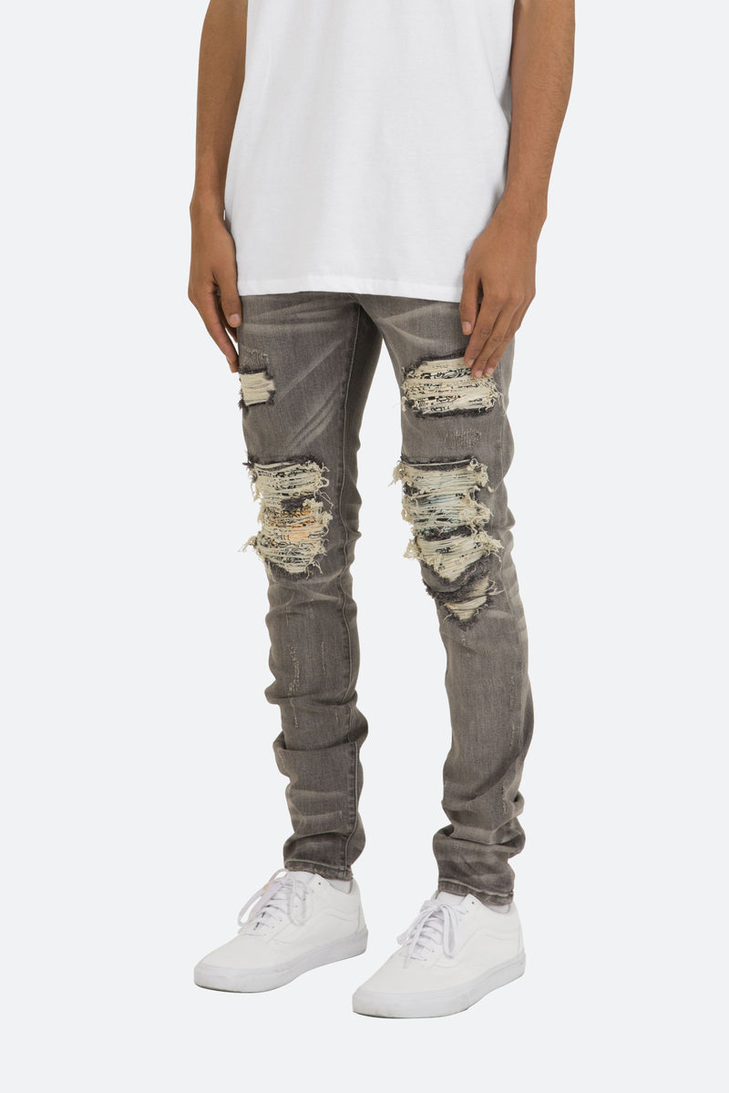 X284 Stretch Moto Denim - Grey/Blue | mnml | shop now