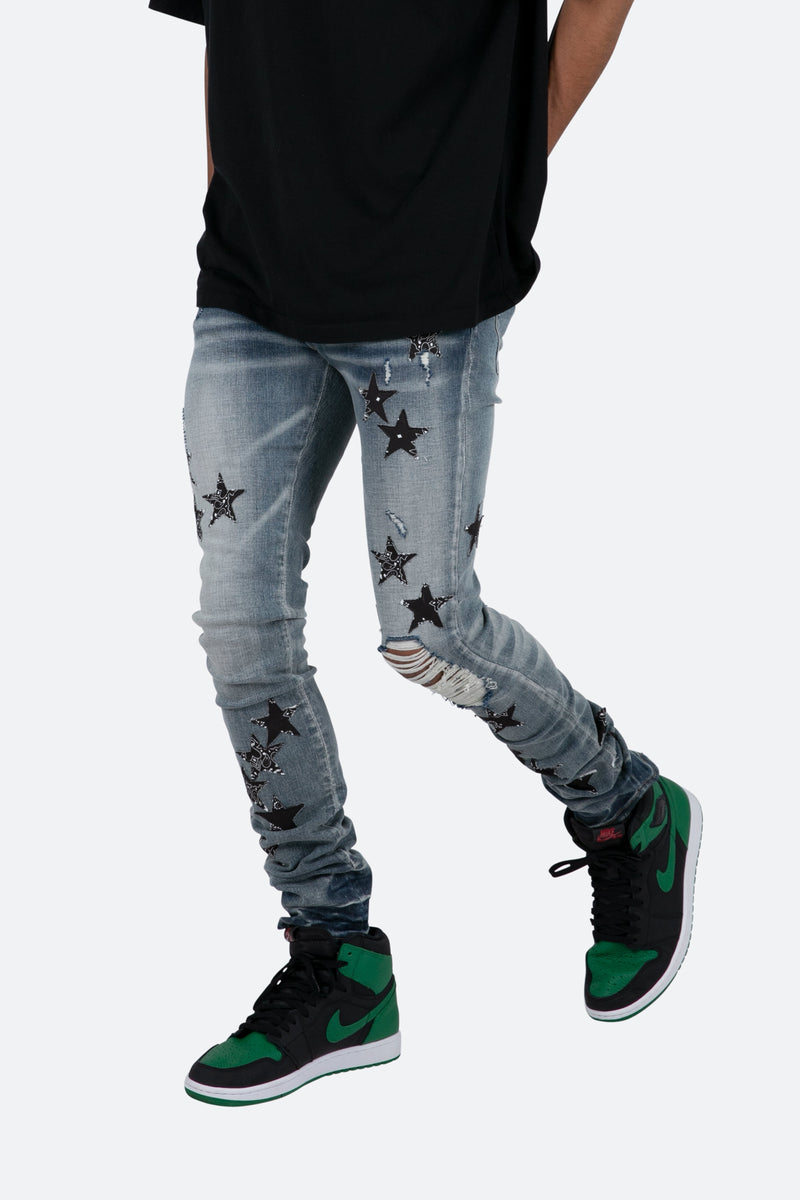 X462 Star Stretch Denim - Blue/Black | mnml | shop now