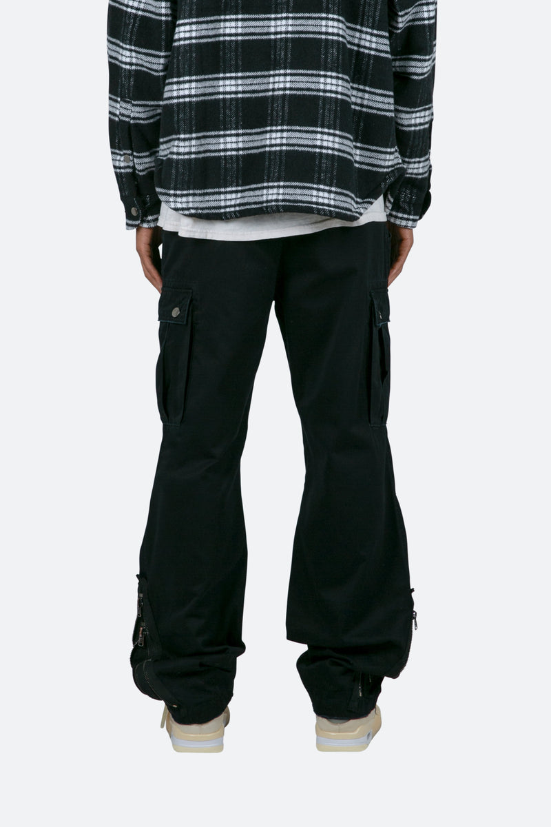 Zipper Denim Cargo Pants - Black | mnml | shop now