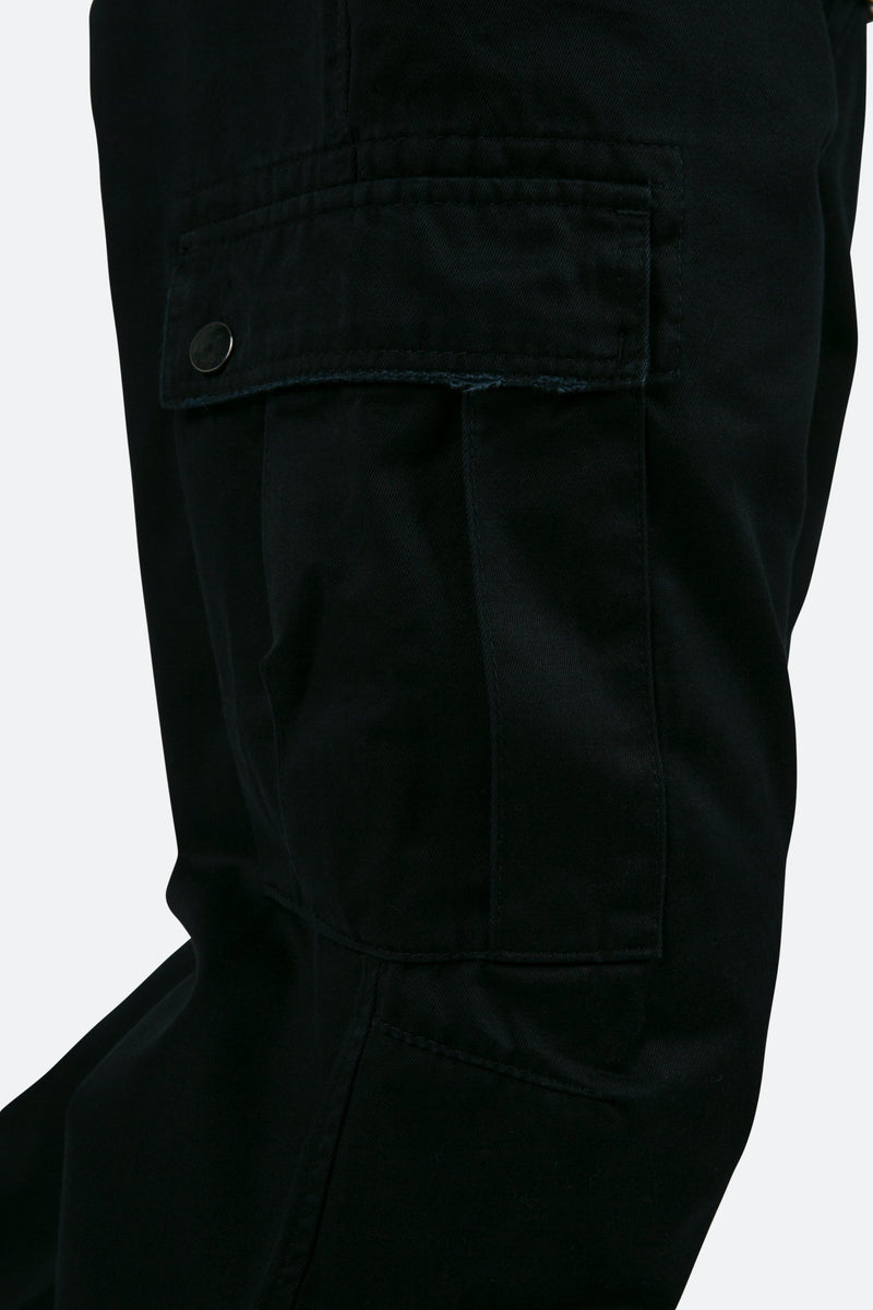 Zipper Denim Cargo Pants - Black | mnml | shop now
